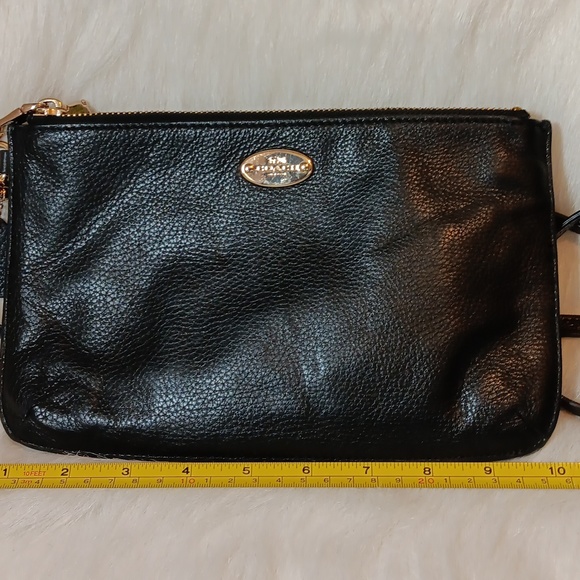 Coach Pebble Black Leather Double Zip Crossbody - Picture 8 of 9